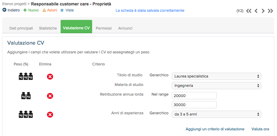 criteri valutazione