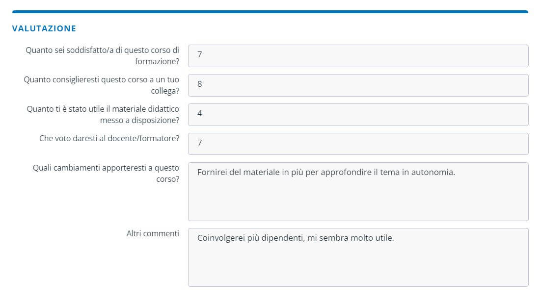 valutazione corso su Altamira Learning