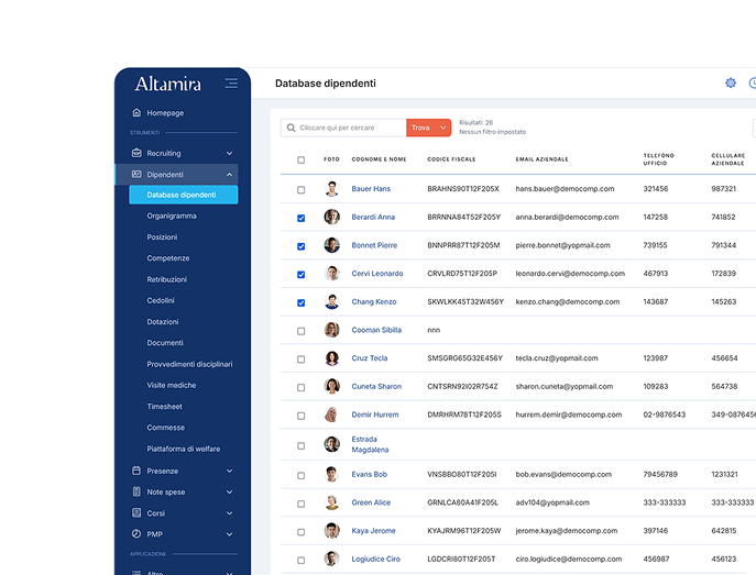 Software database Dipendenti