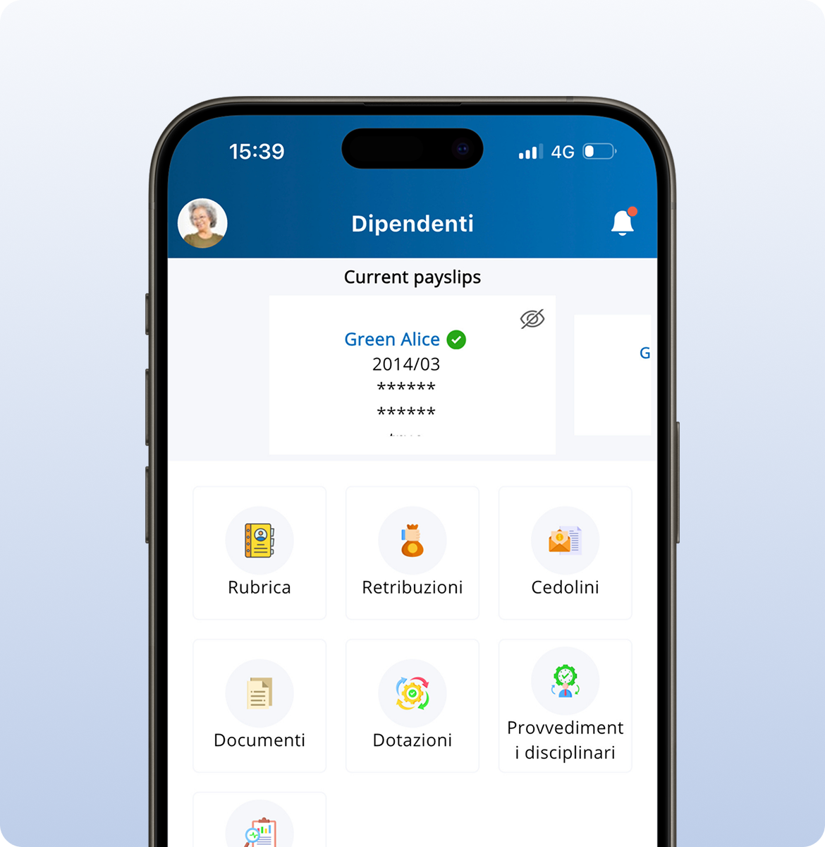 Altamira HRMobile homepage dipendenti